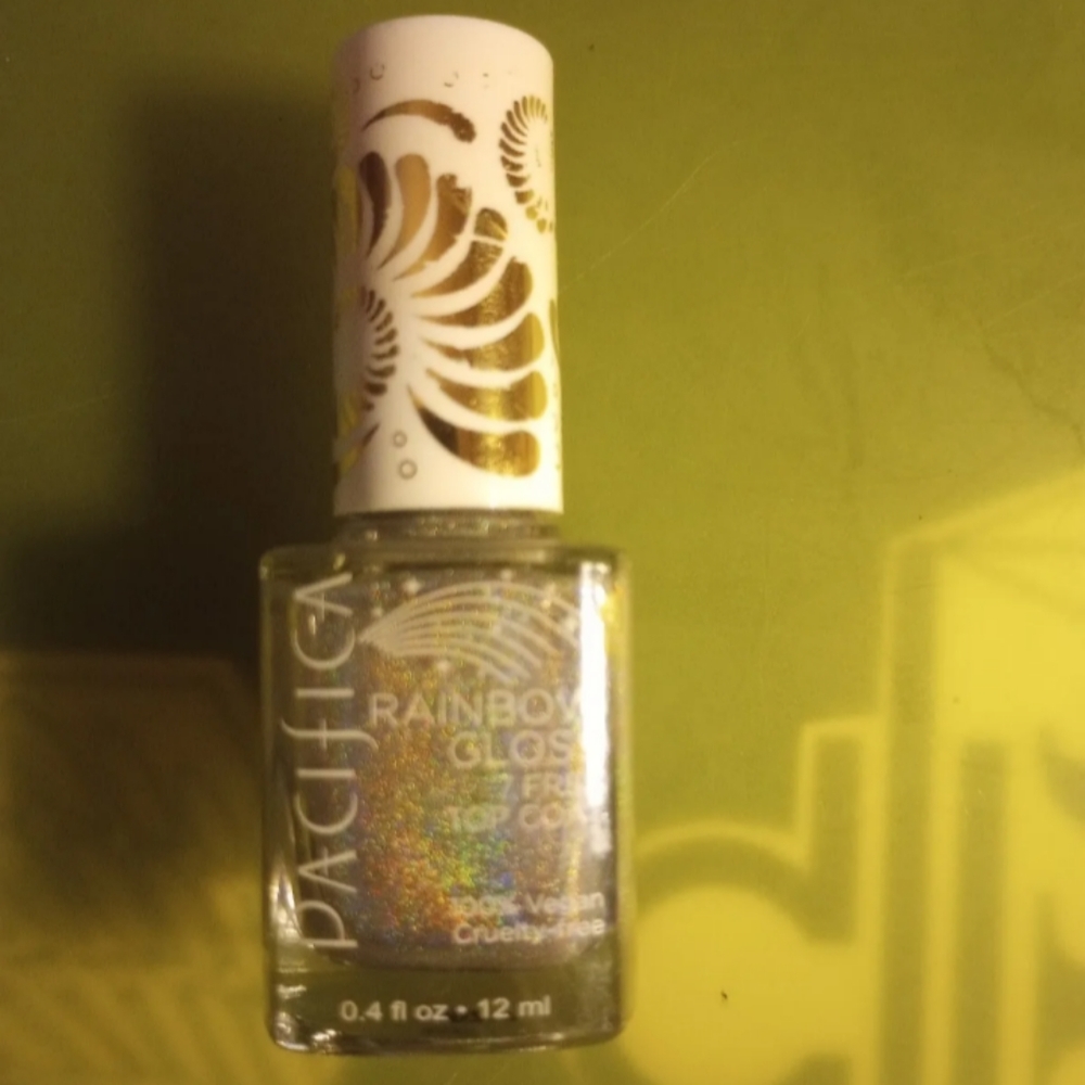 Pacifica Holo Nail Polish Top Coat Silver *RAINBOW GLOSS* Holographic Shimmer BN